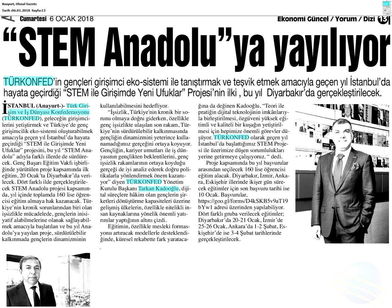TÜRKONFED STEM Egitimini Anadoluya Yayiyor Medya Yansimalari 6 Ocak 2018 - 43