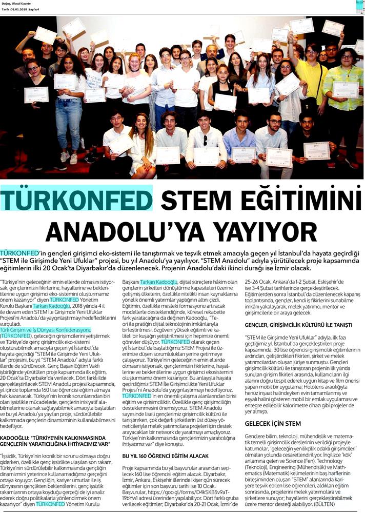 TÜRKONFED STEM Egitimini Anadoluya Yayiyor Medya Yansimalari 6 Ocak 2018 - 50