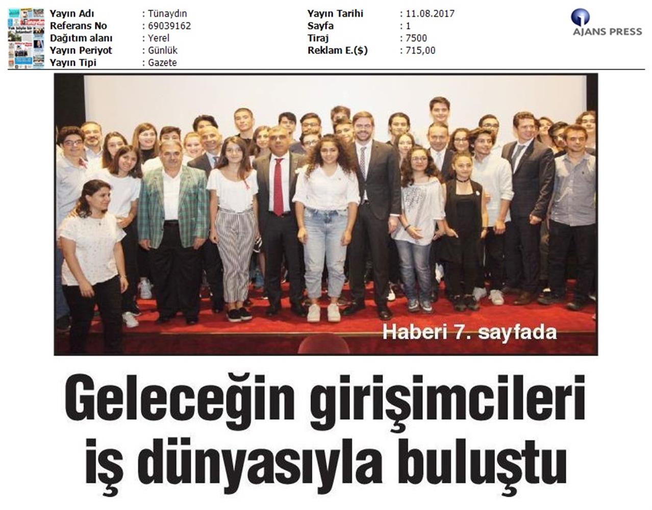 TÜRKONFED STEM Ile Yeni Ufuklar Projesi Kapanis Toplantısı Medya Yansimalari 9 Agustos 2017 - 3