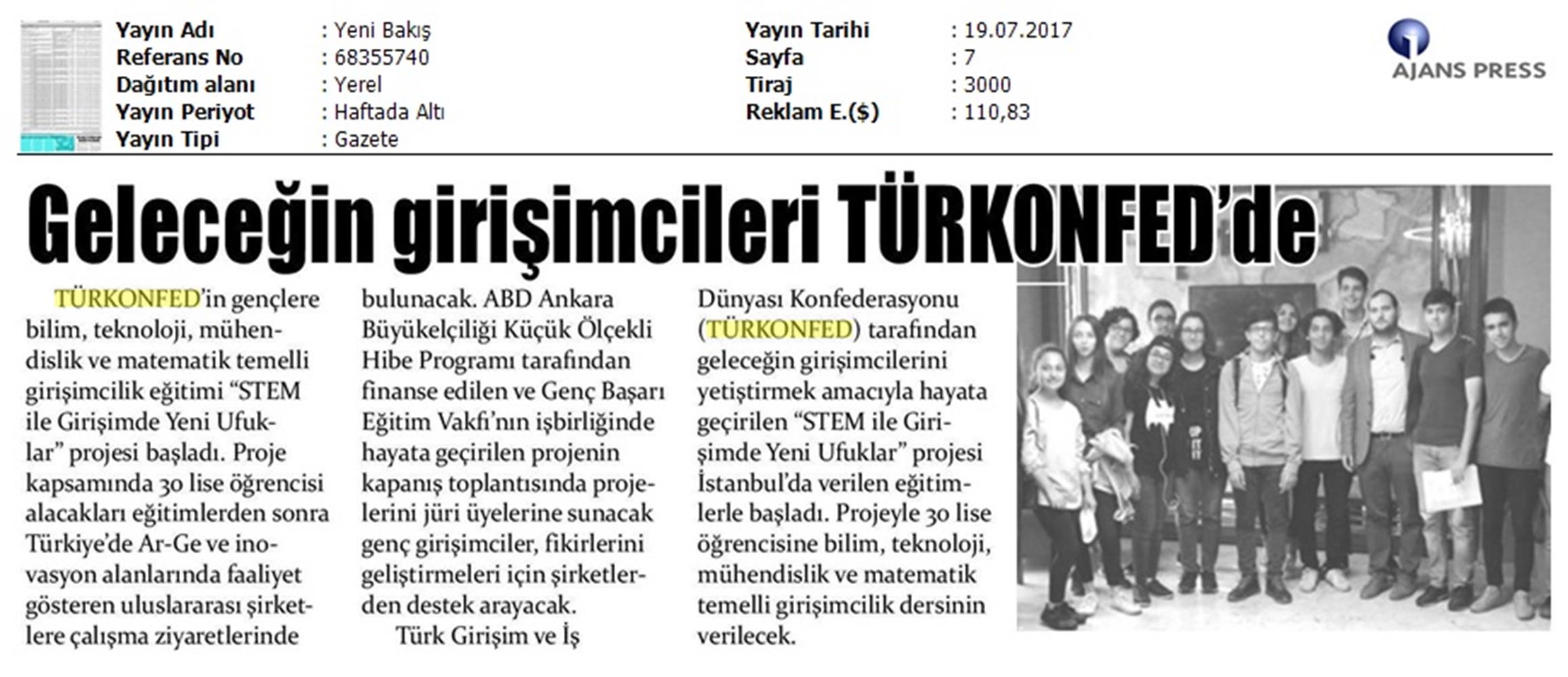 TÜRKONFED STEM Ile Yeni Ufuklar Projesi Medya Yansimalari 19 Temmuz 2017 - 35