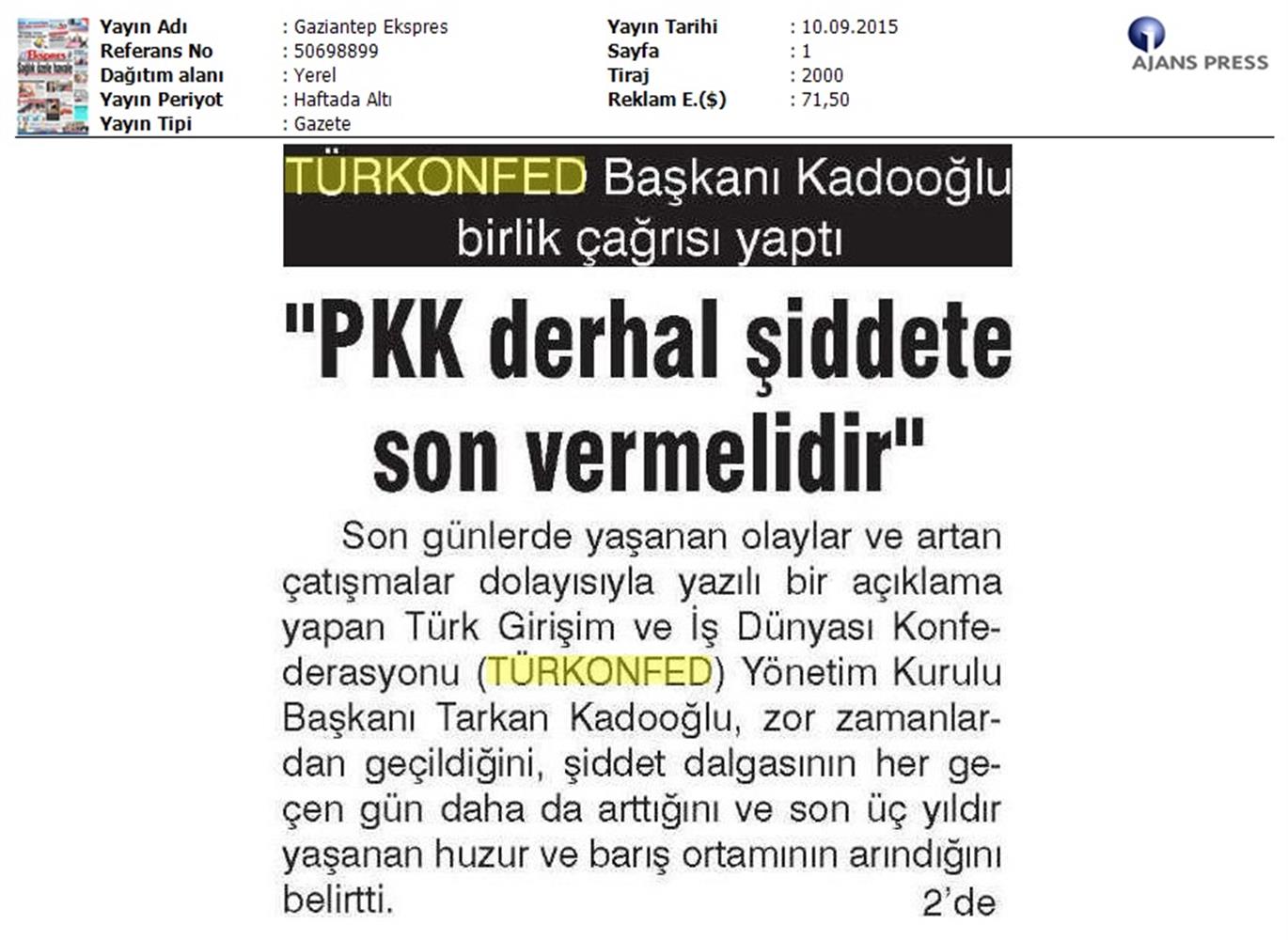 TÜRKONFED Teror Olaylarina Iliskin Aciklamalari Basin Yansimalari - 6