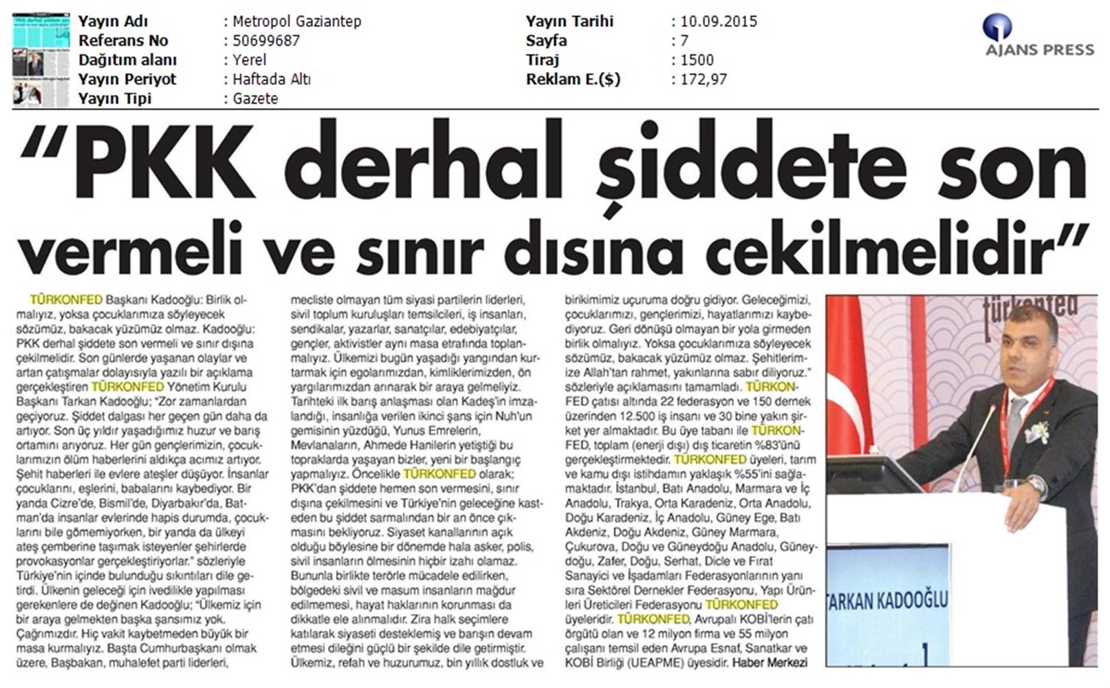 TÜRKONFED Teror Olaylarina Iliskin Aciklamalari Basin Yansimalari - 14