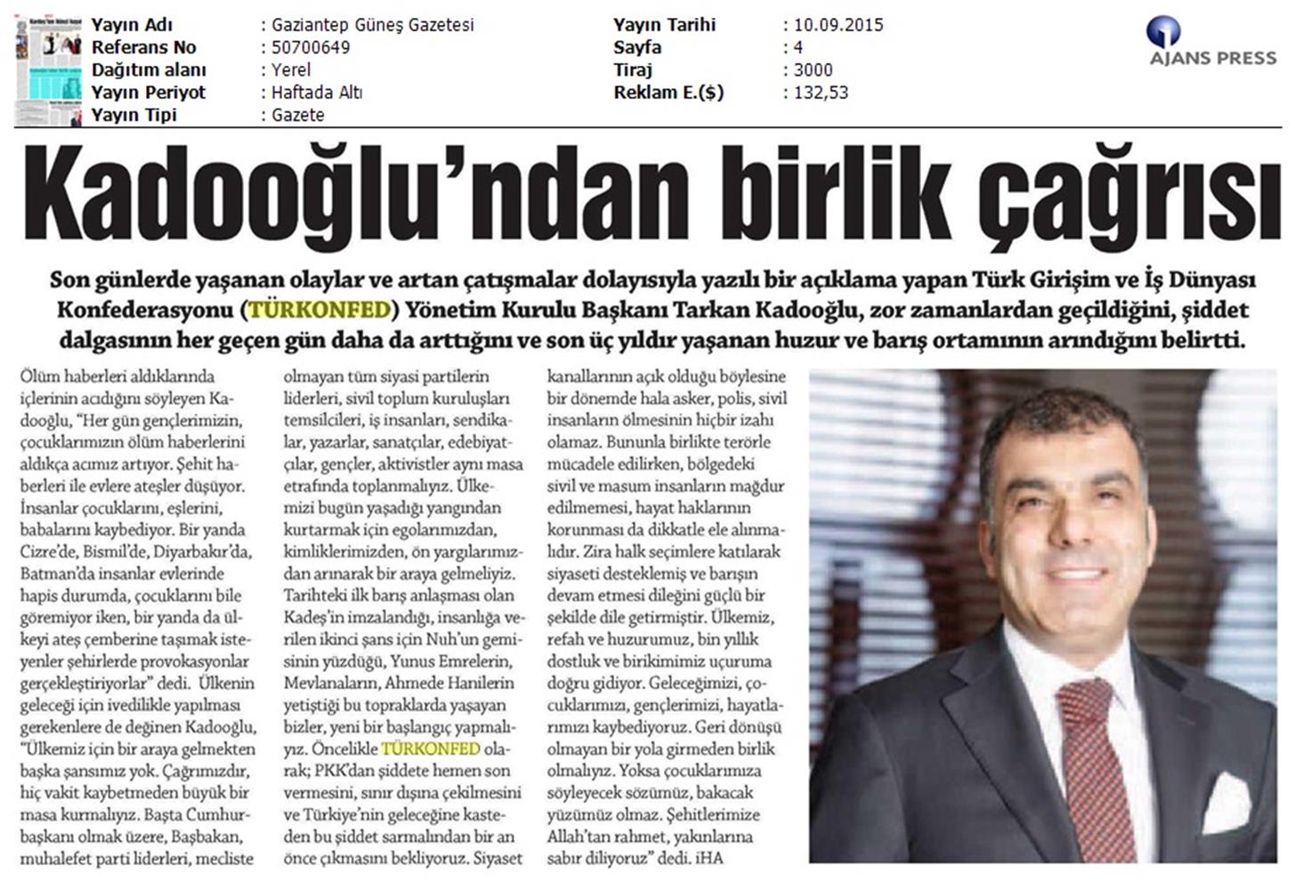 TÜRKONFED Teror Olaylarina Iliskin Aciklamalari Basin Yansimalari - 16