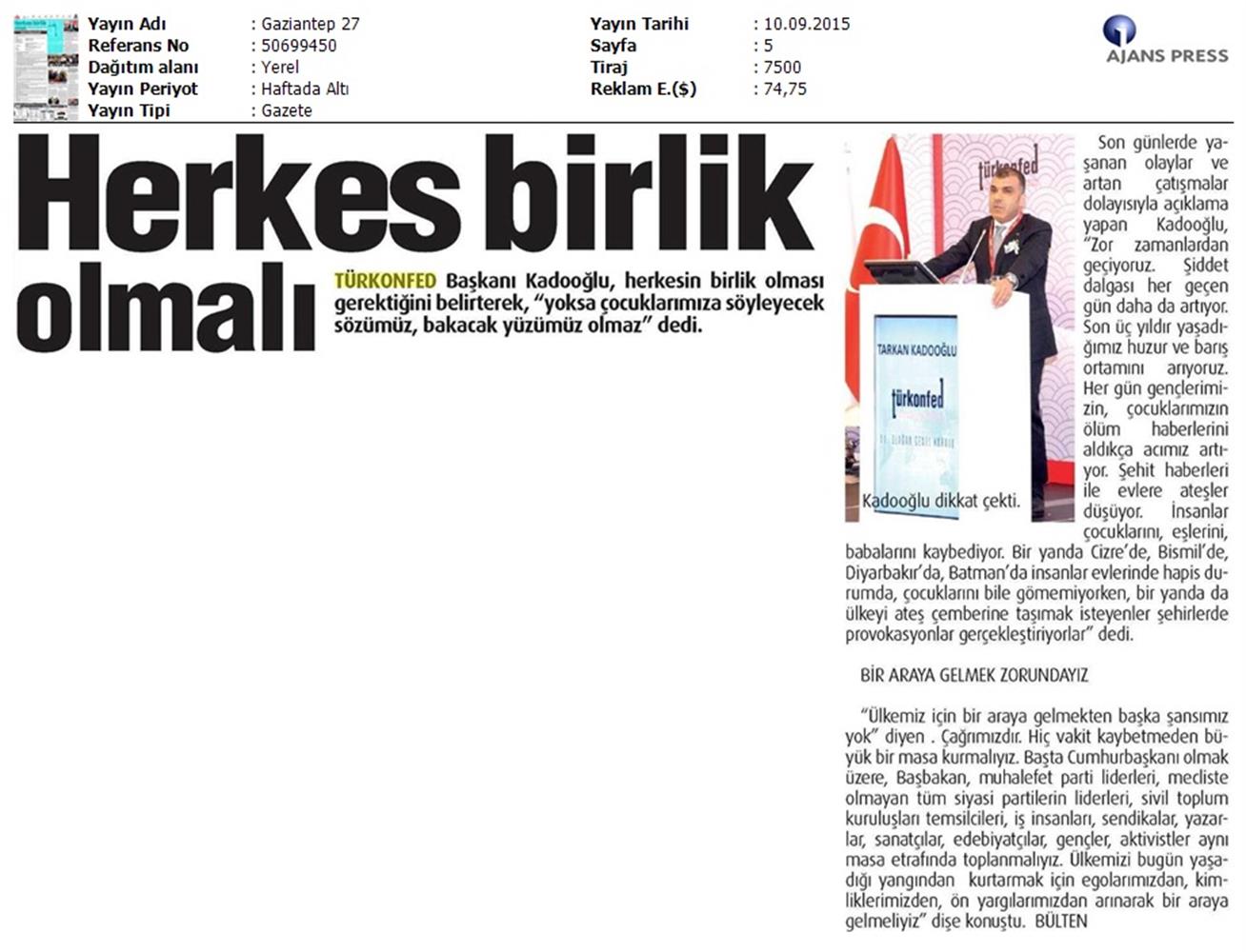 TÜRKONFED Teror Olaylarina Iliskin Aciklamalari Basin Yansimalari - 17