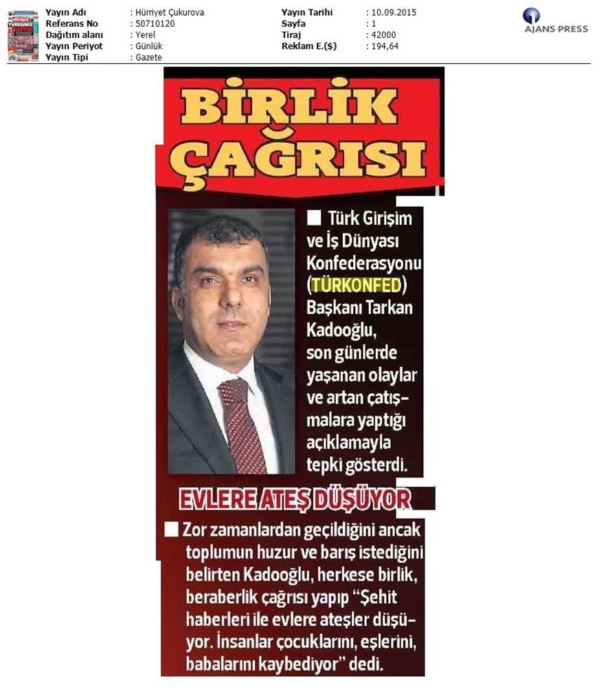 TÜRKONFED Teror Olaylarina Iliskin Aciklamalari Basin Yansimalari - 19