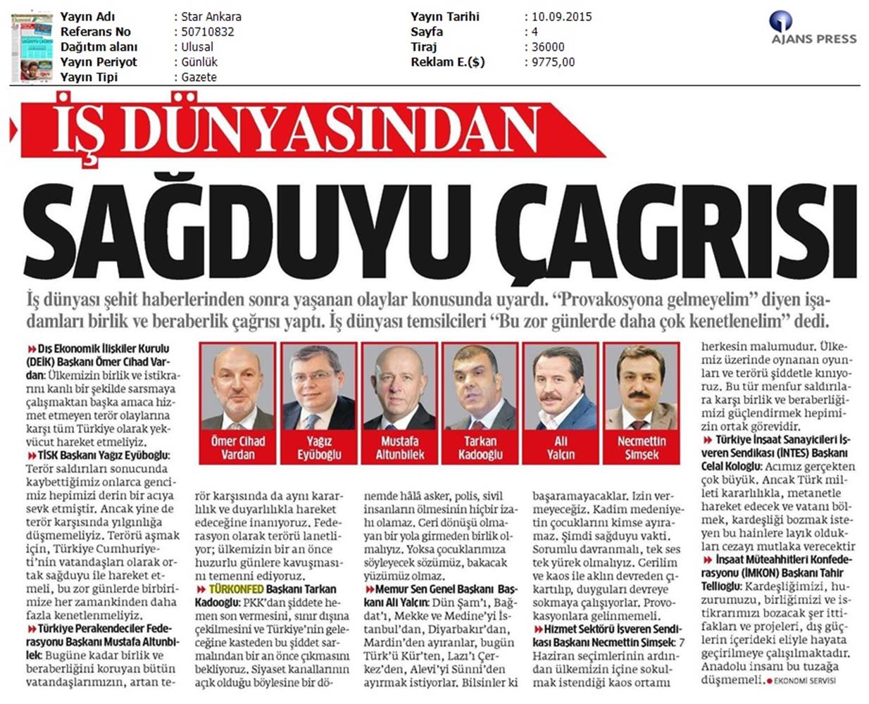 TÜRKONFED Teror Olaylarina Iliskin Aciklamalari Basin Yansimalari - 23