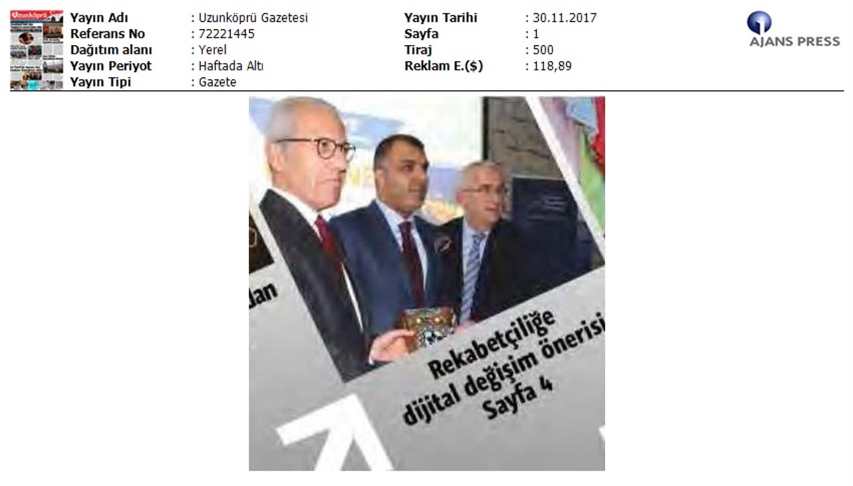 TÜRKONFED Trakyasifed Edirne Rekabet Endeksi Toplantısı Medya Yansimalari 28 Kasim 2017 - 7