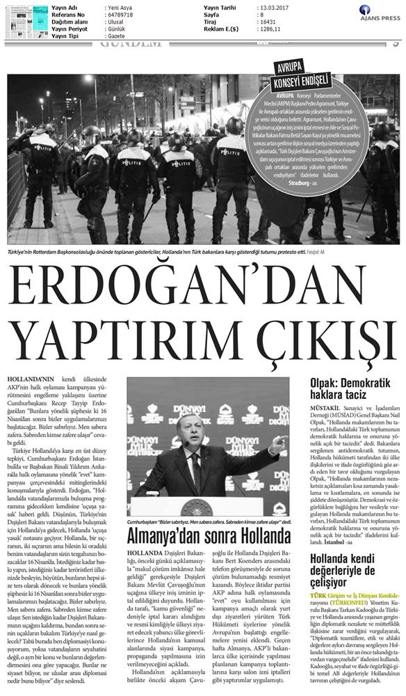 TÜRKONFED Türkiye Hollanda Diplomatik Kriz Basin Aciklamasi Medya Yansimalari 13 Mart 2017 - 6