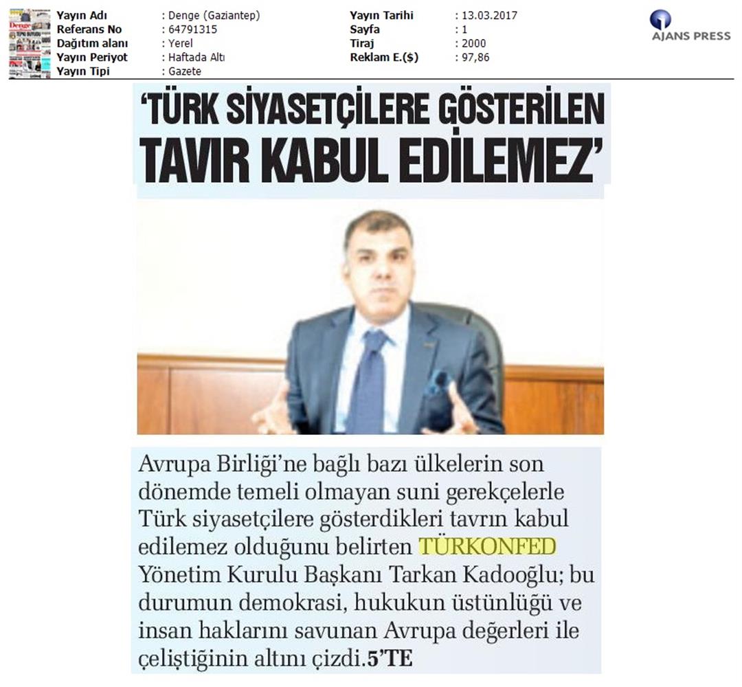 TÜRKONFED Türkiye Hollanda Diplomatik Kriz Basin Aciklamasi Medya Yansimalari 13 Mart 2017 - 20