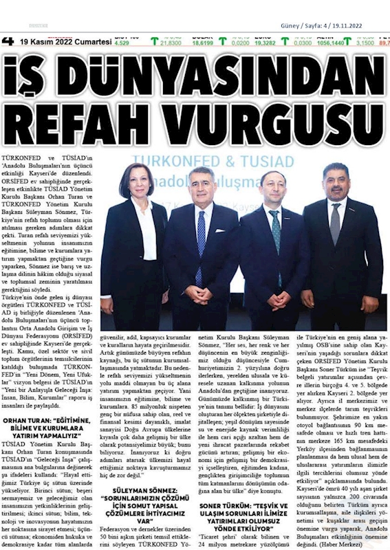 TÜRKONFED TÜSİAD Anadolu Buluşmalari 17 Kasim 2022 Kayseri - 2