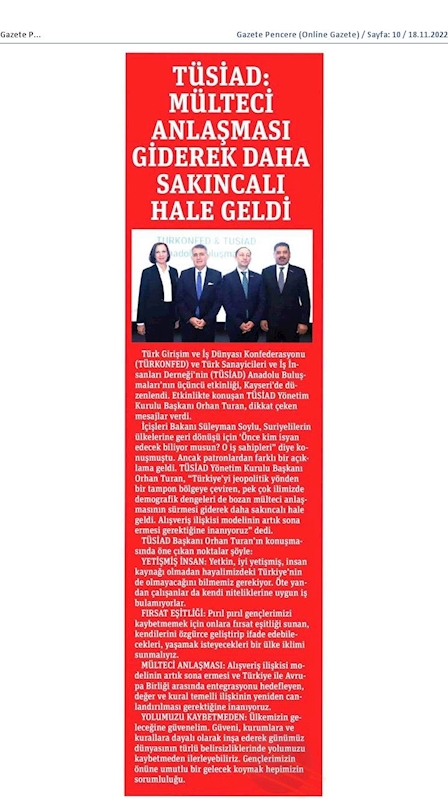 TÜRKONFED TÜSİAD Anadolu Buluşmalari 17 Kasim 2022 Kayseri - 10