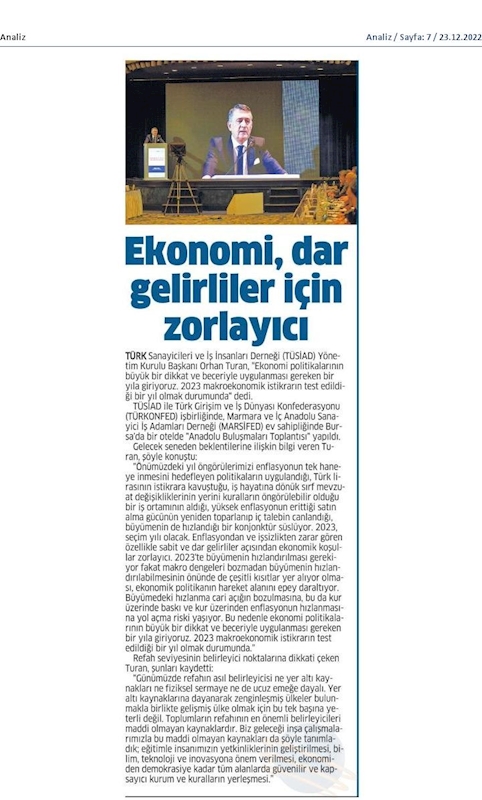 TÜRKONFED TÜSİAD Anadolu Buluşmalari 23 Aralik 2022 Bursa - 3
