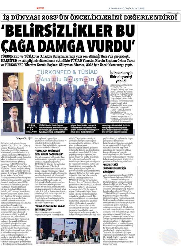 TÜRKONFED TÜSİAD Anadolu Buluşmalari 23 Aralik 2022 Bursa - 8
