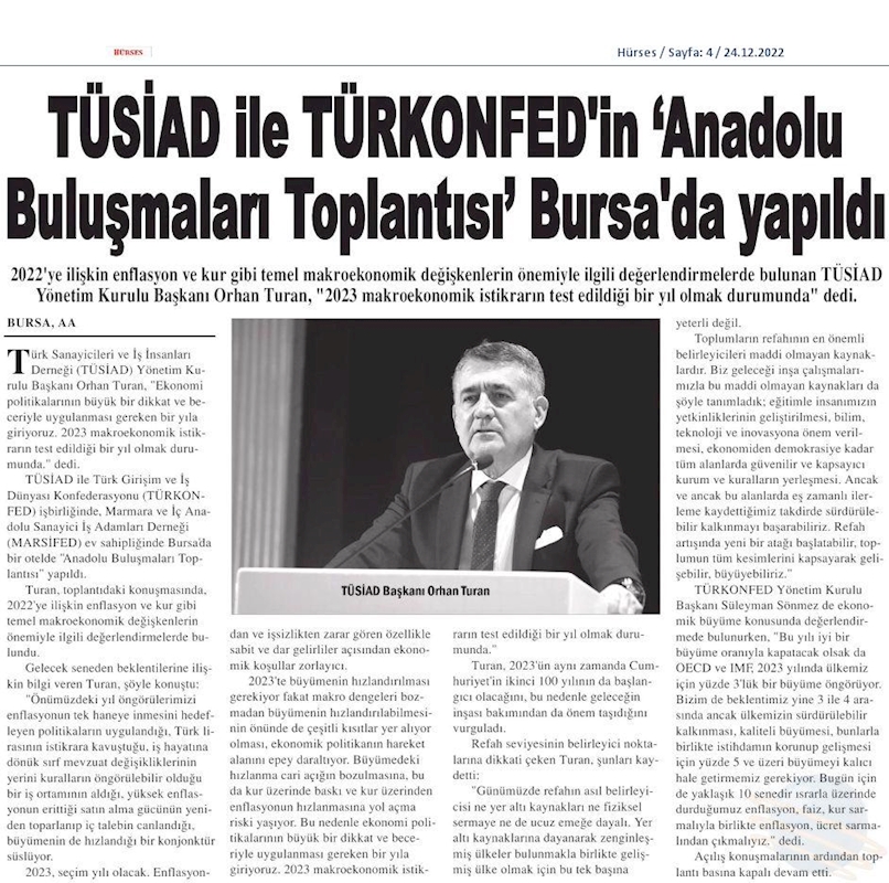 TÜRKONFED TÜSİAD Anadolu Buluşmalari 23 Aralik 2022 Bursa - 13