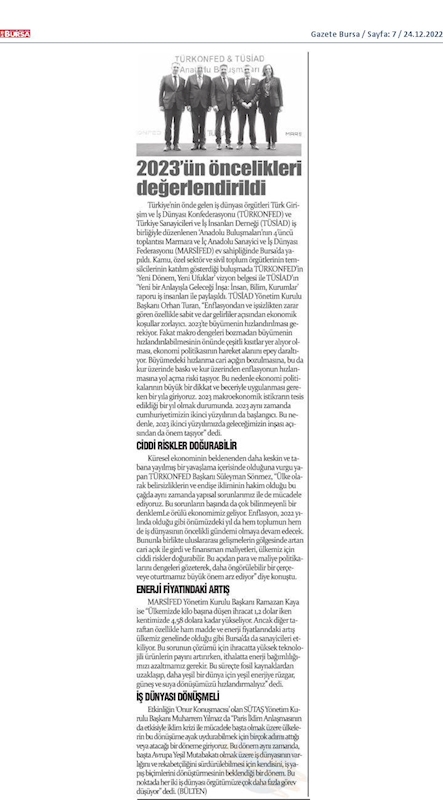 TÜRKONFED TÜSİAD Anadolu Buluşmalari 23 Aralik 2022 Bursa - 15