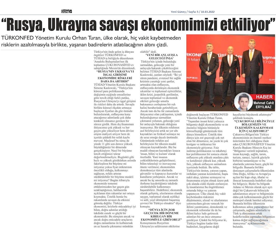 TÜRKONFED TÜSİAD Anadolu Buluşmalari 9 Mart 2022 Mersin - 10