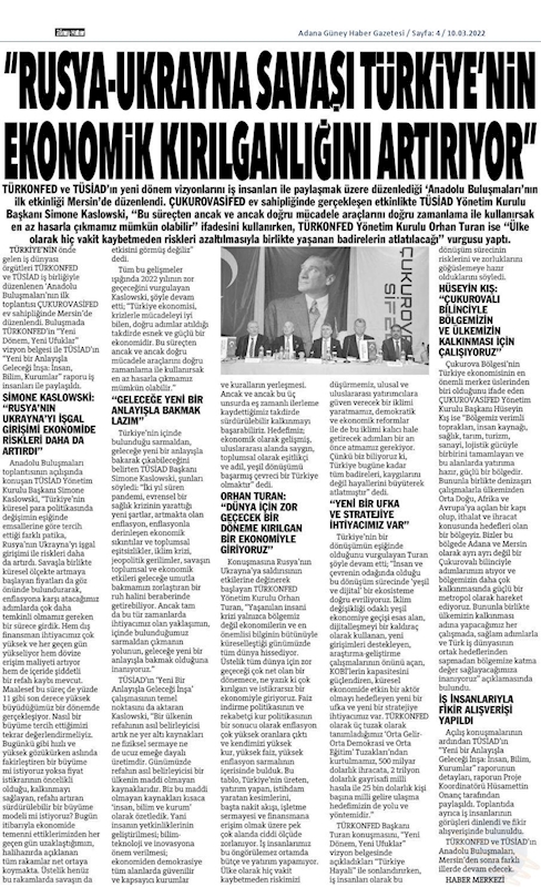 TÜRKONFED TÜSİAD Anadolu Buluşmalari 9 Mart 2022 Mersin - 14