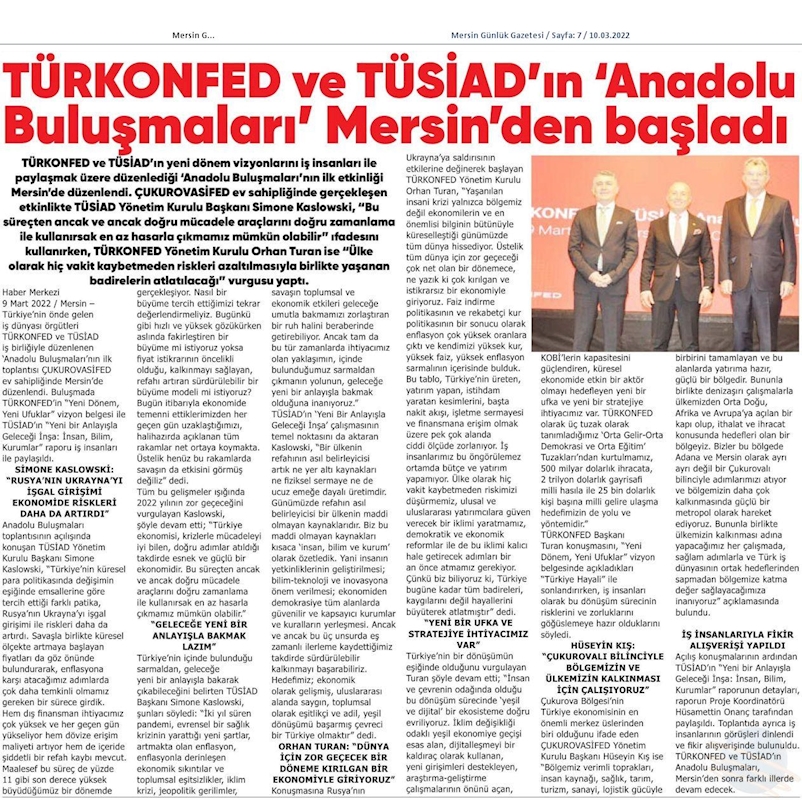 TÜRKONFED TÜSİAD Anadolu Buluşmalari 9 Mart 2022 Mersin - 18