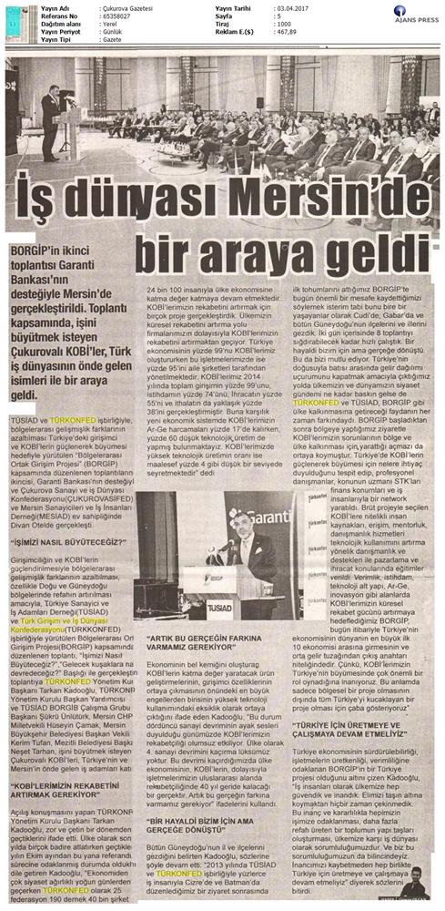 TÜRKONFED TÜSİAD Borgip Mersin Toplantısı Basin Yansimalari 1 28 Mart 3 Nisan 2017 - 4