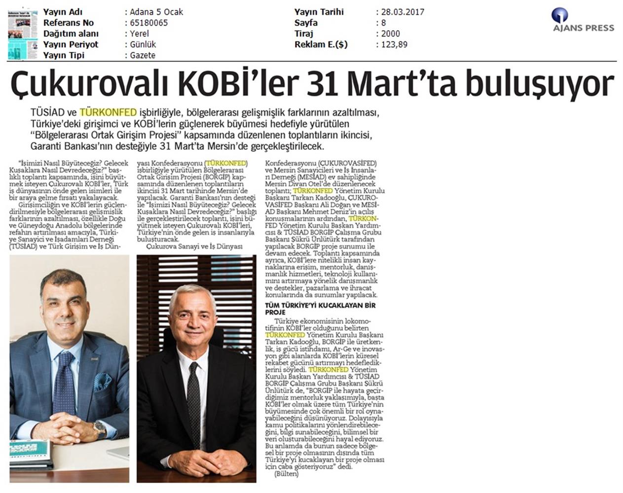 TÜRKONFED TÜSİAD Borgip Mersin Toplantısı Basin Yansimalari 1 28 Mart 3 Nisan 2017 - 9