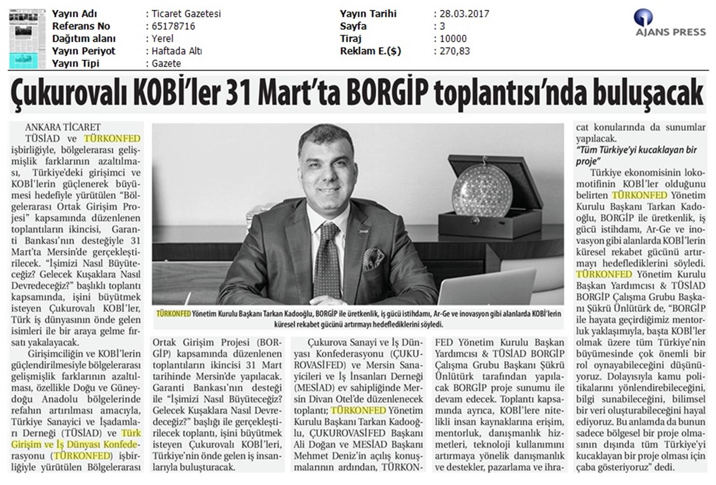 TÜRKONFED TÜSİAD Borgip Mersin Toplantısı Basin Yansimalari 1 28 Mart 3 Nisan 2017 - 17