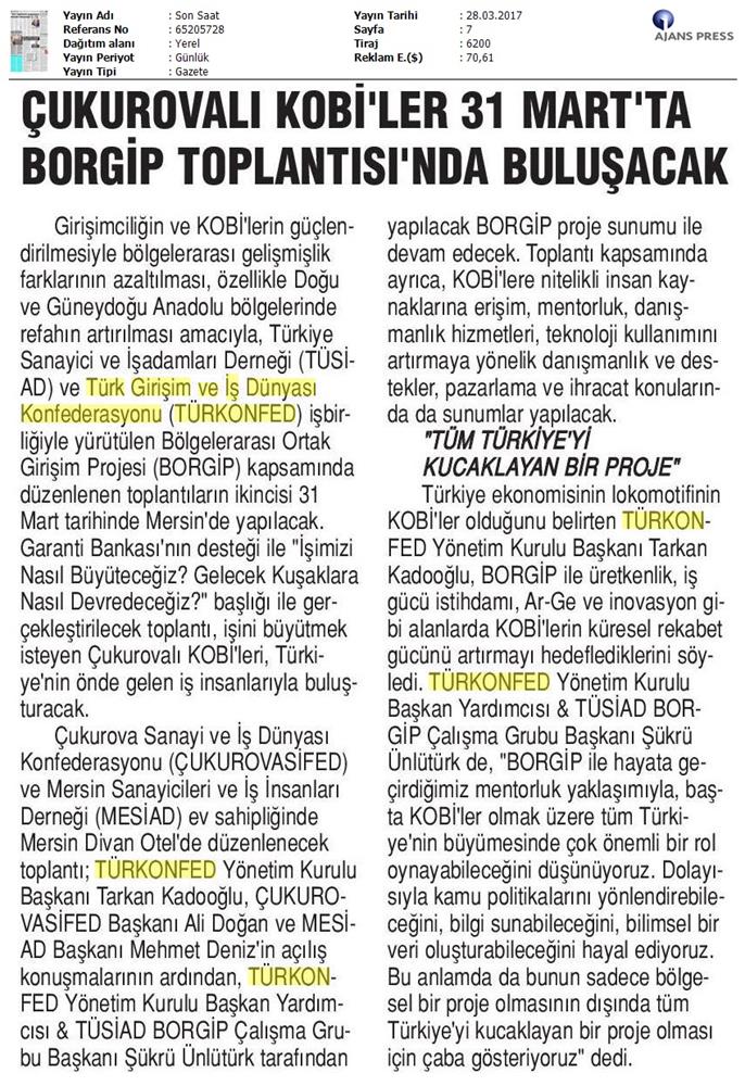 TÜRKONFED TÜSİAD Borgip Mersin Toplantısı Basin Yansimalari 1 28 Mart 3 Nisan 2017 - 22