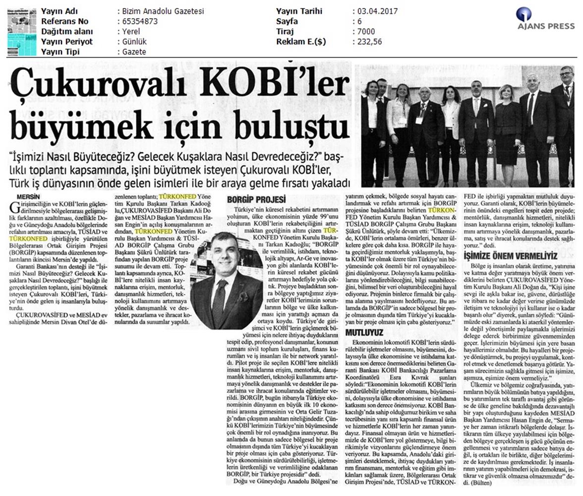 TÜRKONFED TÜSİAD Borgip Mersin Toplantısı Basin Yansimalari 1 28 Mart 3 Nisan 2017 - 30