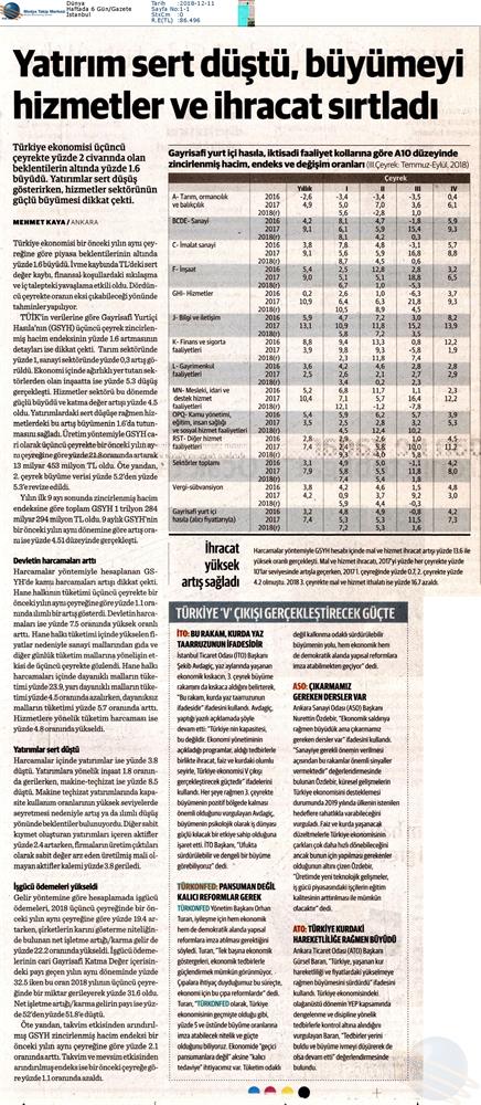 TÜRKONFED Ucuncu Ceyrek Buyume Basin Aciklamasi Medya Yansimalari 11 Aralik 2018 - 3