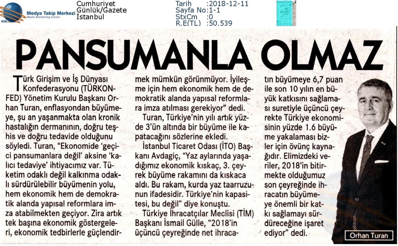 TÜRKONFED Ucuncu Ceyrek Buyume Basin Aciklamasi Medya Yansimalari 11 Aralik 2018 - 4