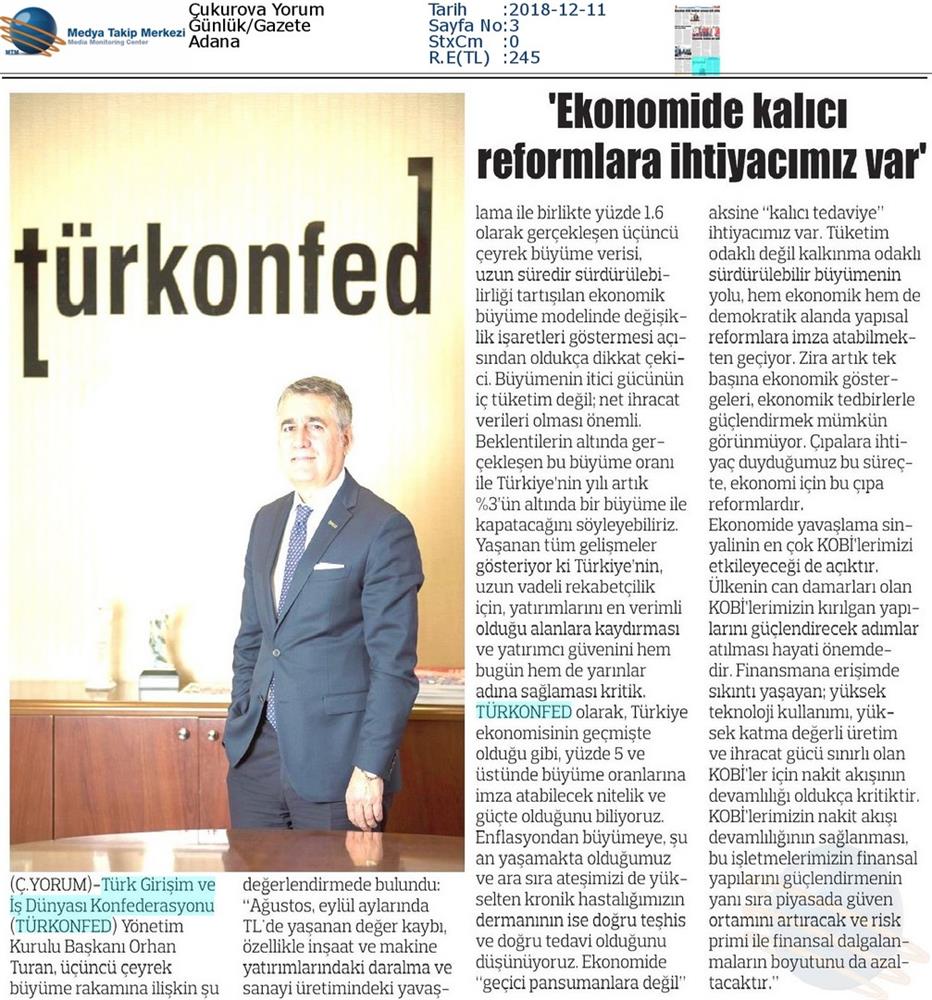 TÜRKONFED Ucuncu Ceyrek Buyume Basin Aciklamasi Medya Yansimalari 11 Aralik 2018 - 9