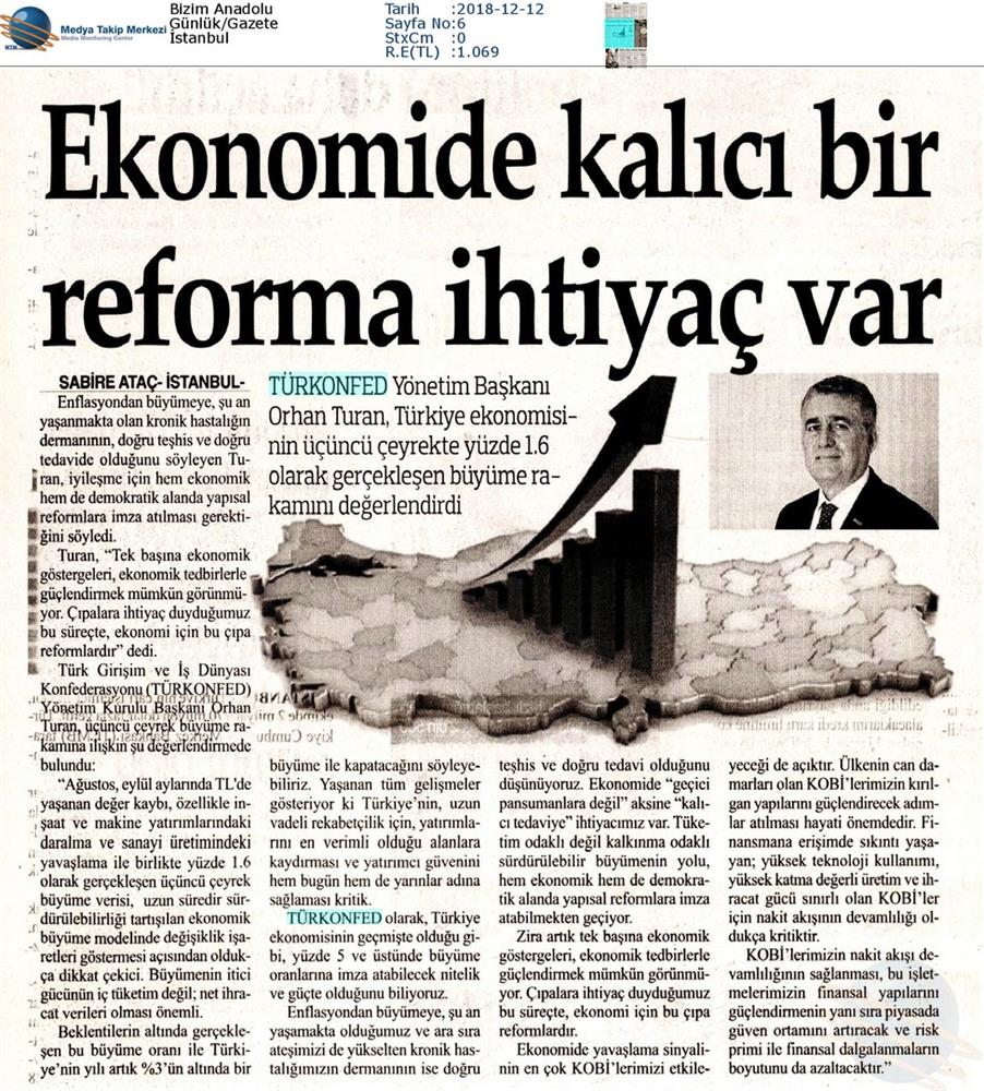 TÜRKONFED Ucuncu Ceyrek Buyume Basin Aciklamasi Medya Yansimalari 11 Aralik 2018 - 13