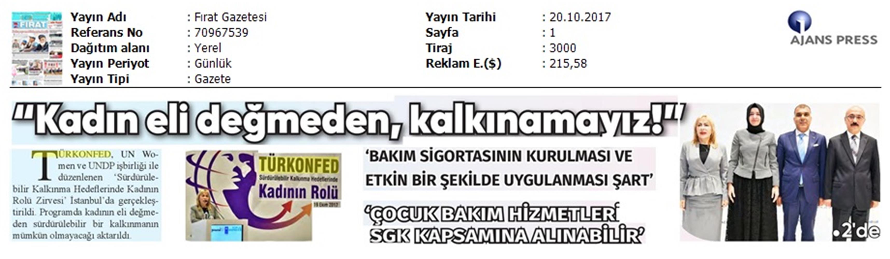TÜRKONFED Undp Un Women Skh Kadinin Rolu Zirvesi Medya Yansimalari 19 Ekim 2017 - 17