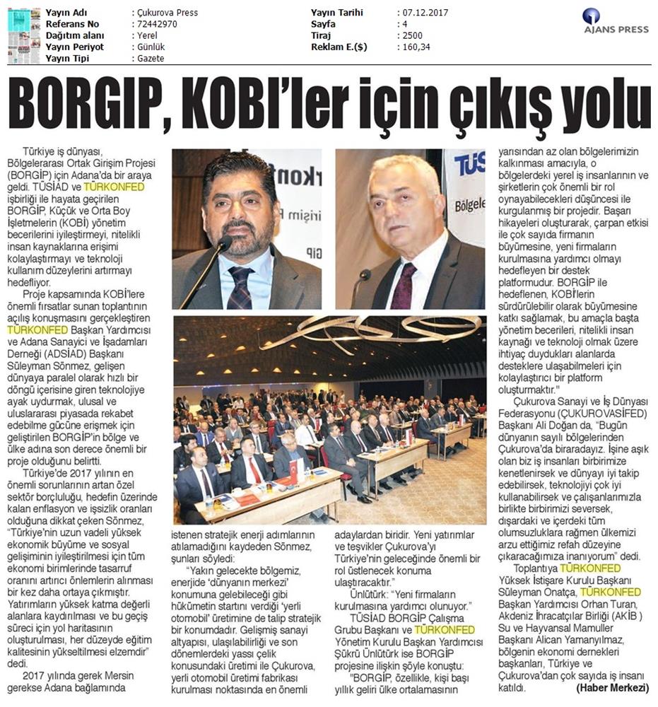 TÜRKONFED Ve TÜSİAD Borgip Adana Toplantısı On Medya Yansimalari 30 Kasim 5 Aralik 2017 - 39