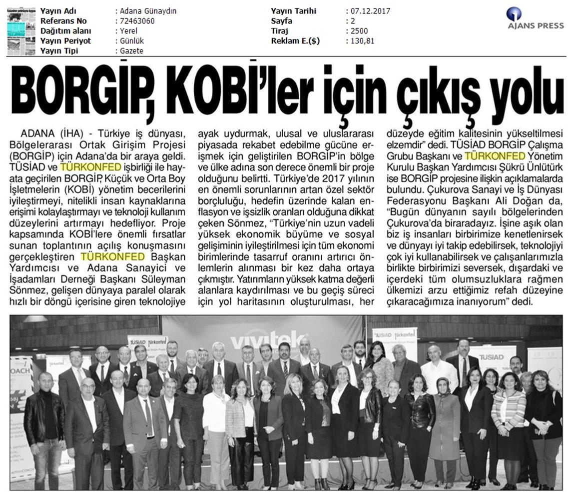 TÜRKONFED Ve TÜSİAD Borgip Adana Toplantısı On Medya Yansimalari 30 Kasim 5 Aralik 2017 - 51
