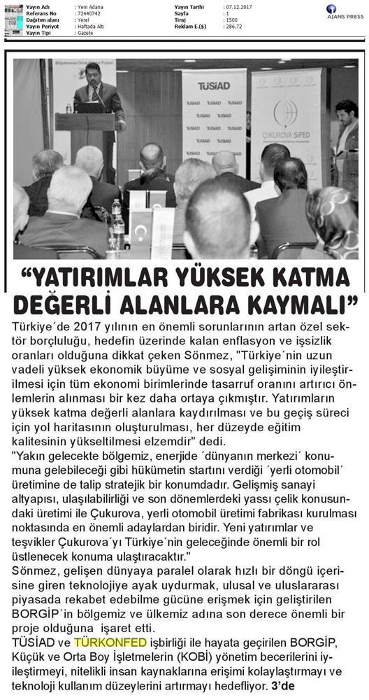 TÜRKONFED Ve TÜSİAD Borgip Adana Toplantısı On Medya Yansimalari 30 Kasim 5 Aralik 2017 - 58