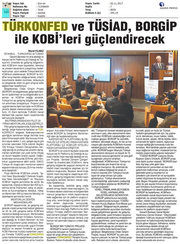 TÜRKONFED Ve TÜSİAD Borgiptanitim Toplantısı Medya Yansimalari 31 Ekim 2017 - 7