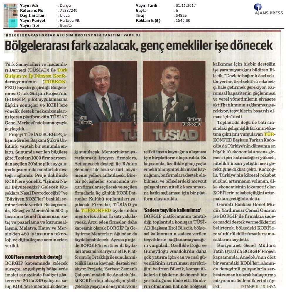 TÜRKONFED Ve TÜSİAD Borgiptanitim Toplantısı Medya Yansimalari 31 Ekim 2017 - 8