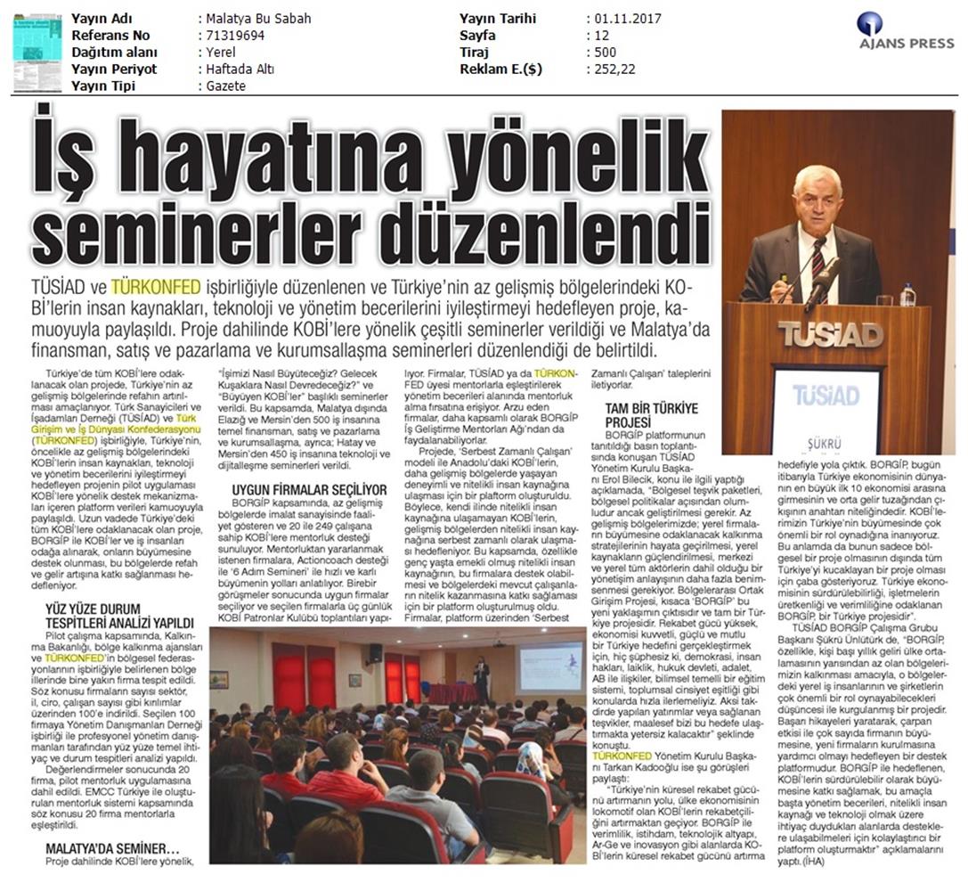 TÜRKONFED Ve TÜSİAD Borgiptanitim Toplantısı Medya Yansimalari 31 Ekim 2017 - 22