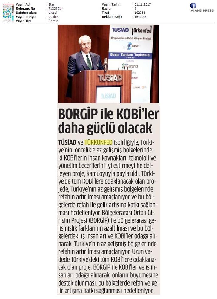 TÜRKONFED Ve TÜSİAD Borgiptanitim Toplantısı Medya Yansimalari 31 Ekim 2017 - 30