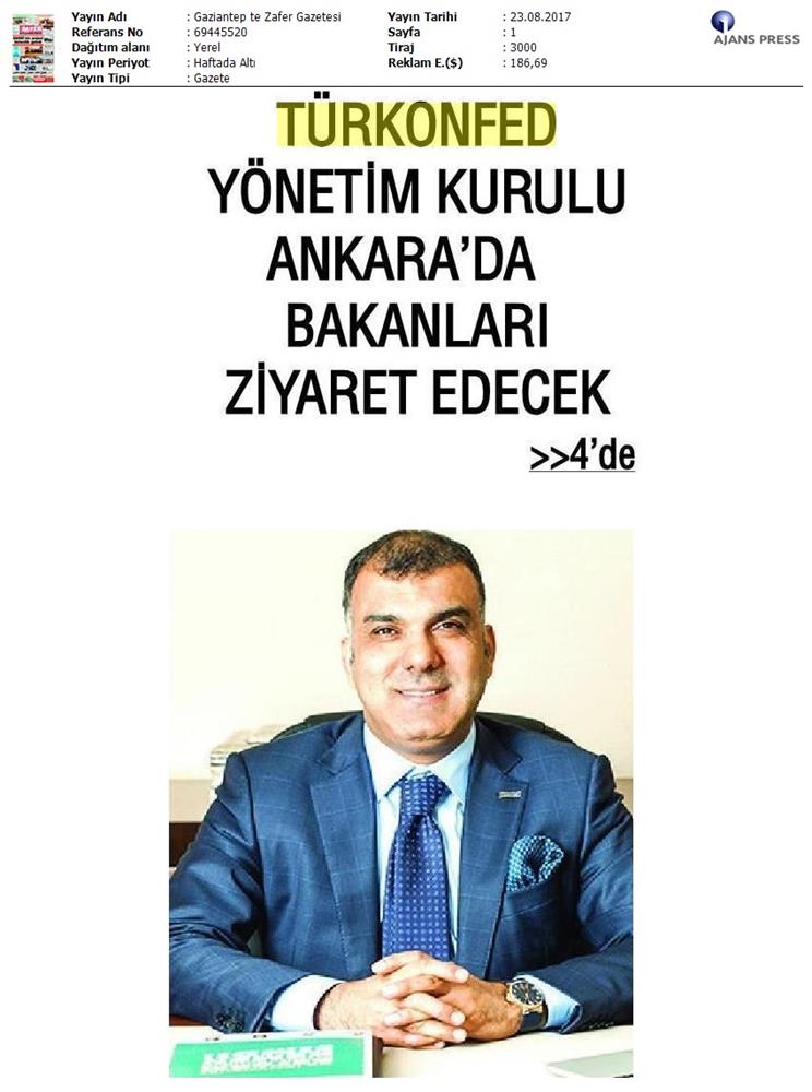 TÜRKONFED Yönetim Kurulu Ankara Temaslari Medya Yansimalari 23 24 Agustos 2017 Ankara - 17