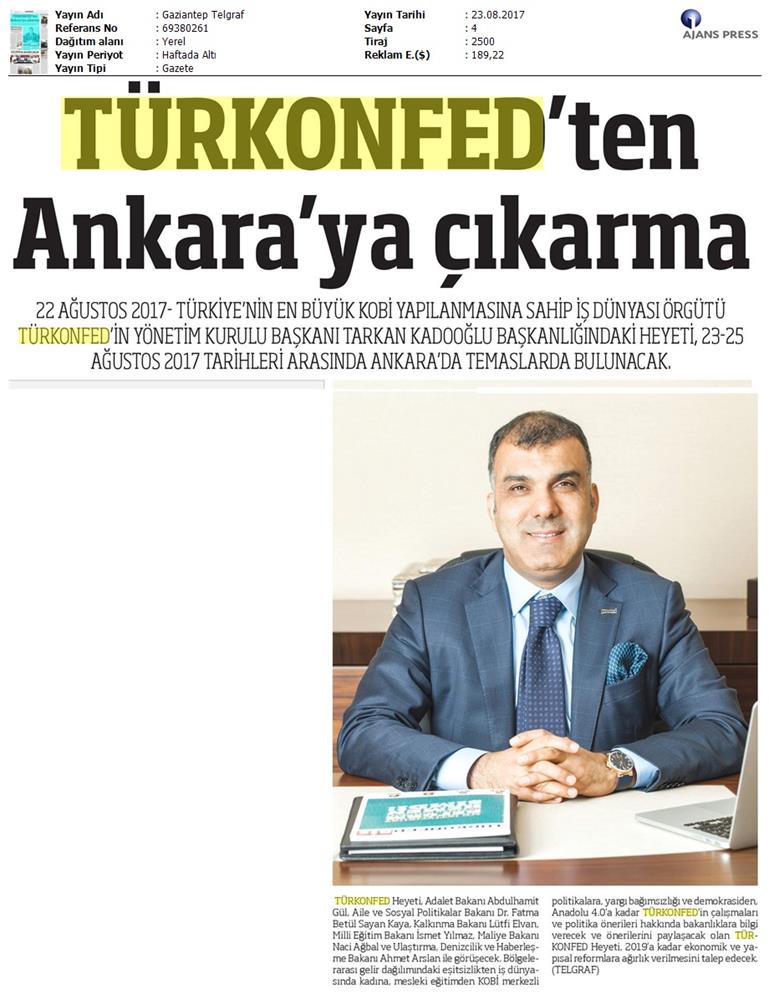 TÜRKONFED Yönetim Kurulu Ankara Temaslari Medya Yansimalari 23 24 Agustos 2017 Ankara - 21