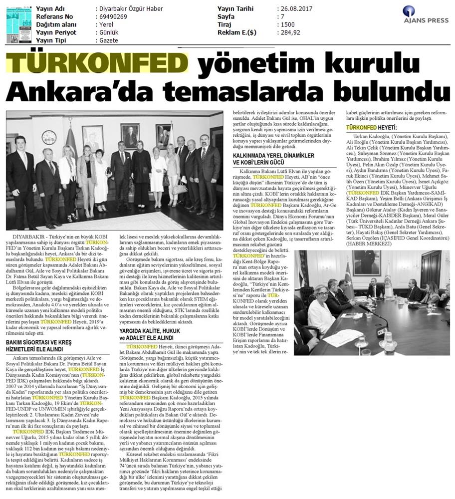 TÜRKONFED Yönetim Kurulu Ankara Temaslari Medya Yansimalari 23 24 Agustos 2017 Ankara - 26
