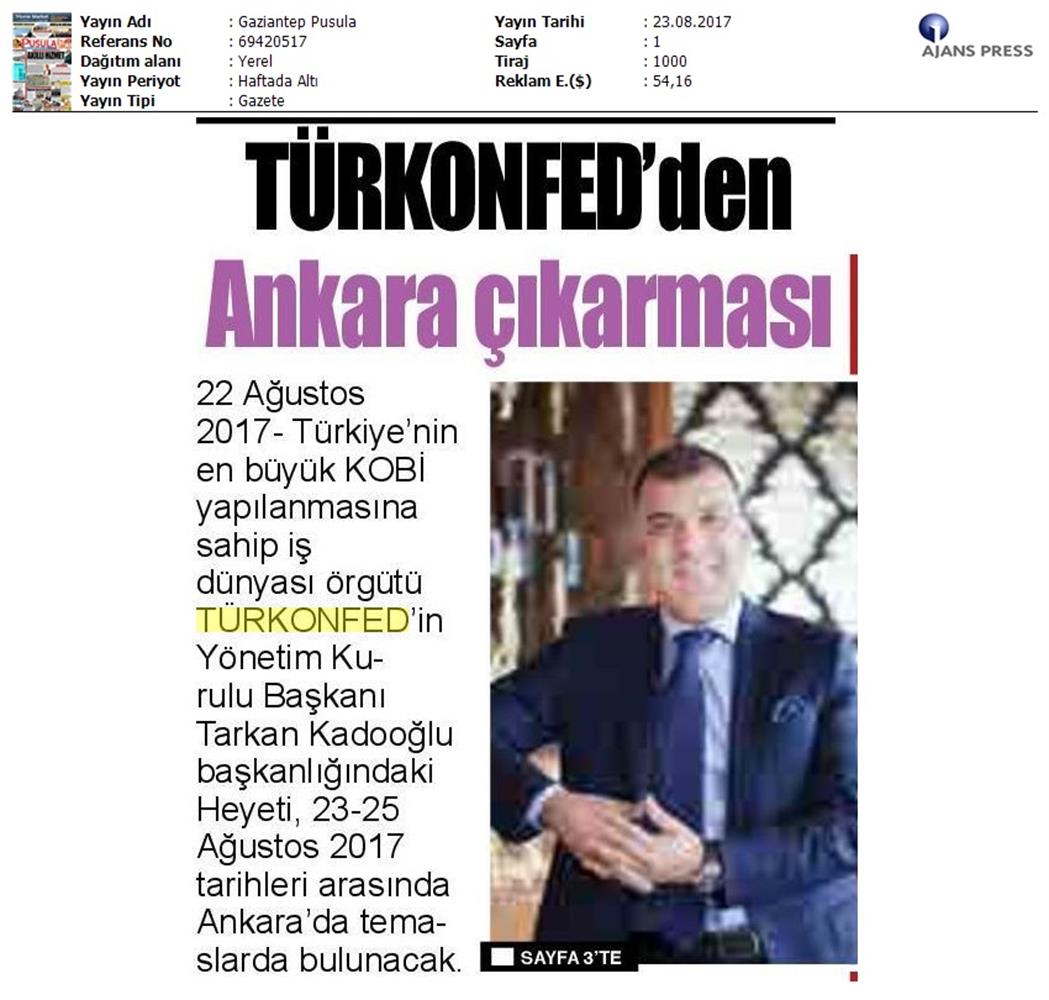 TÜRKONFED Yönetim Kurulu Ankara Temaslari Medya Yansimalari 23 24 Agustos 2017 Ankara - 31