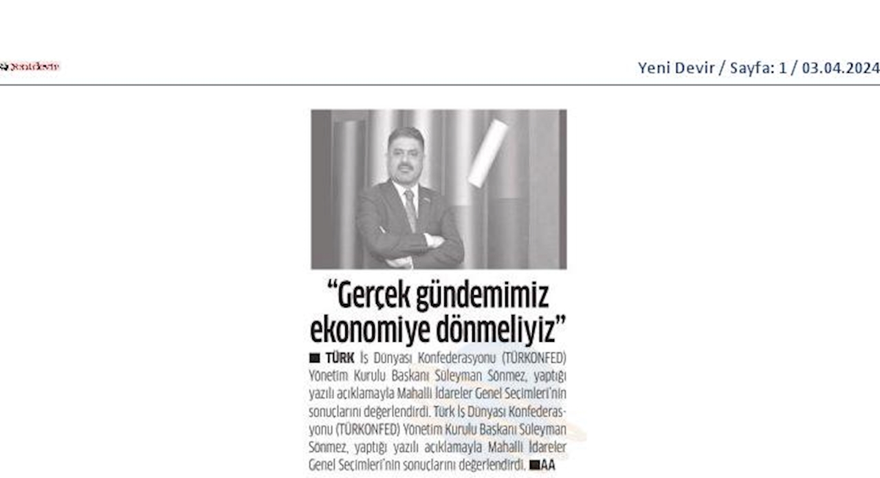 TÜRKONFED Yönetim Kurulu Başkani Suleyman Sönmez Gun Birlik Ve Beraberlik Gunudur - 18