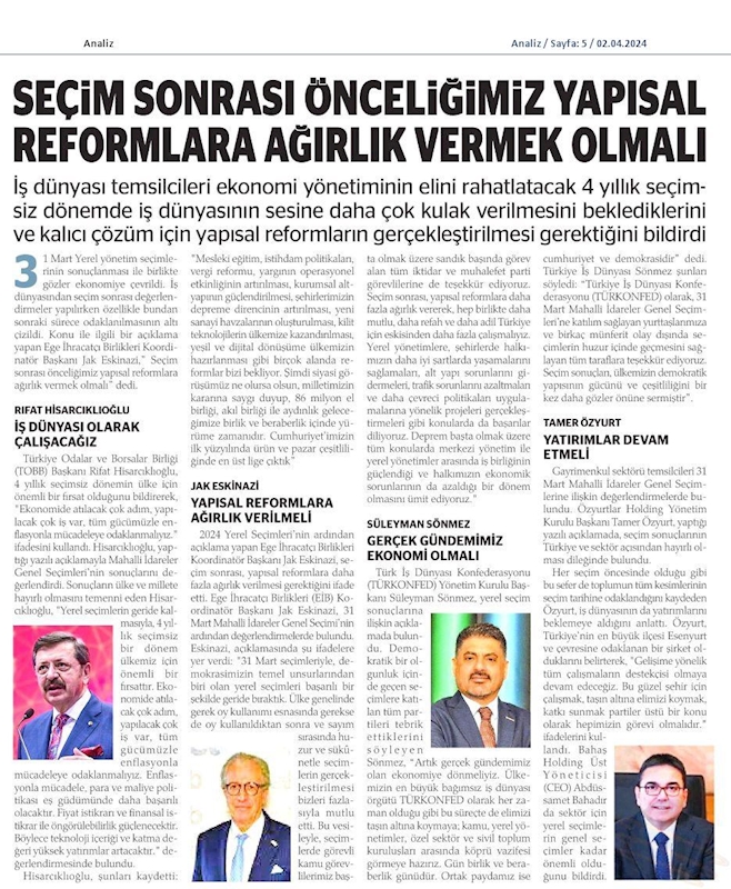 TÜRKONFED Yönetim Kurulu Başkani Suleyman Sönmez Gun Birlik Ve Beraberlik Gunudur - 20