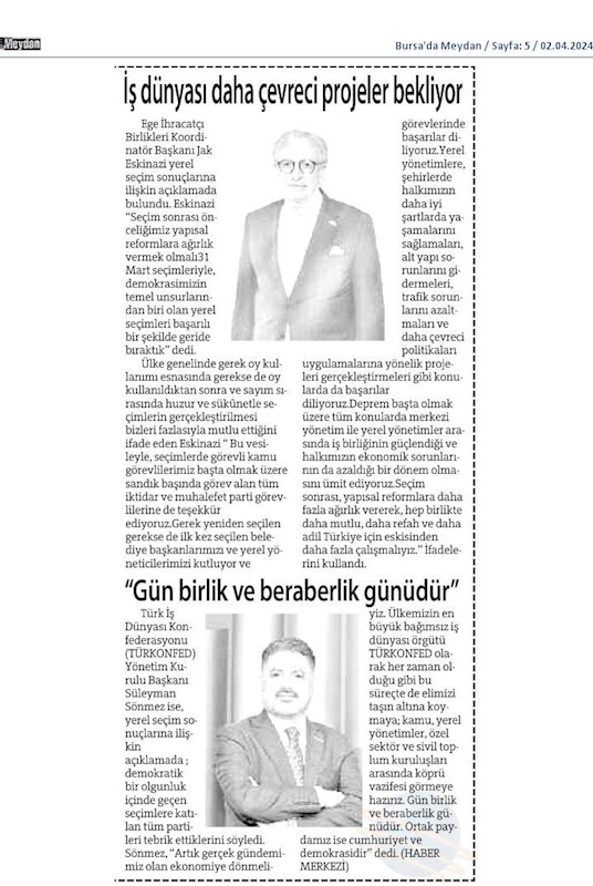 TÜRKONFED Yönetim Kurulu Başkani Suleyman Sönmez Gun Birlik Ve Beraberlik Gunudur - 29