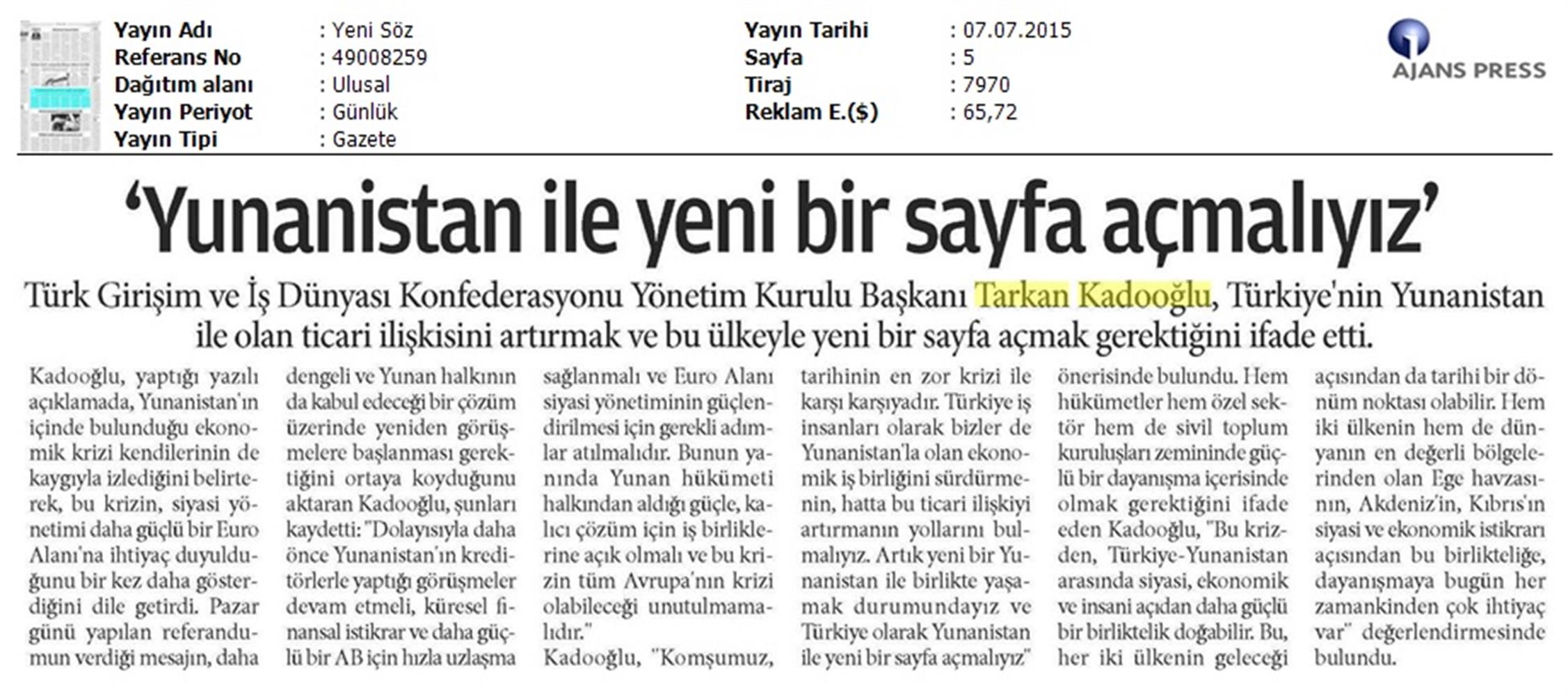 TÜRKONFED Yunanistan Ekonomik Krizi Aciklamasi Yansimalari - 5