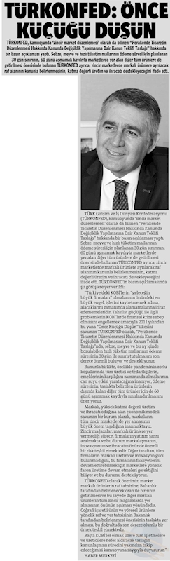 TÜRKONFED Zincir Market Duzenlemesi Basin Aciklamasinin Basin Yansimalari 17 Subat 2021 - 5