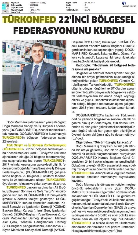 Turkonfedin 22 Bolgesel Federasyonu Dogumarsifed Kuruldu Basin Bulteni Medya Yansimalari 14 Nisan 2017 - 8