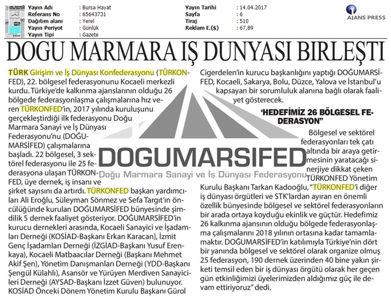Turkonfedin 22 Bolgesel Federasyonu Dogumarsifed Kuruldu Basin Bulteni Medya Yansimalari 14 Nisan 2017 - 10